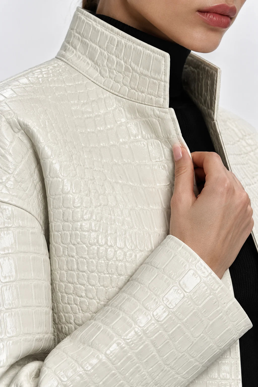 Etienne White Leather Jacket