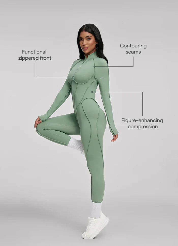 Open-Back Catsuit Olive
