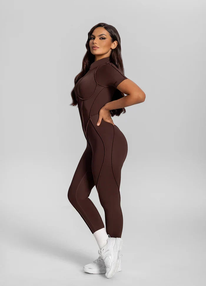 Short Sleeve Full-Length Catsit Brown